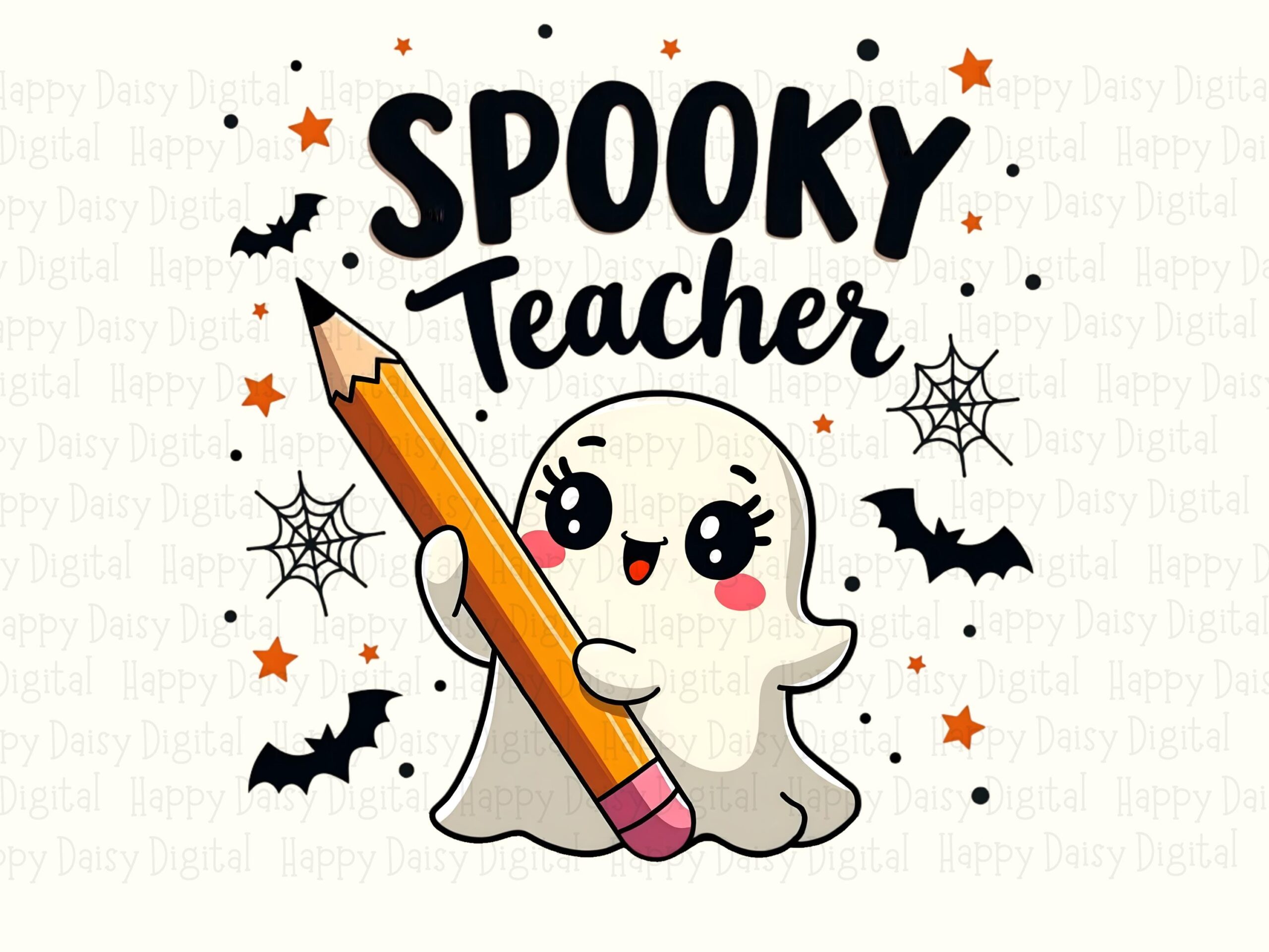 Spooky Teacher PNG Spooky Teacher Design Ghost Illustration Sublimation Design Commercial Use POD - Image 2