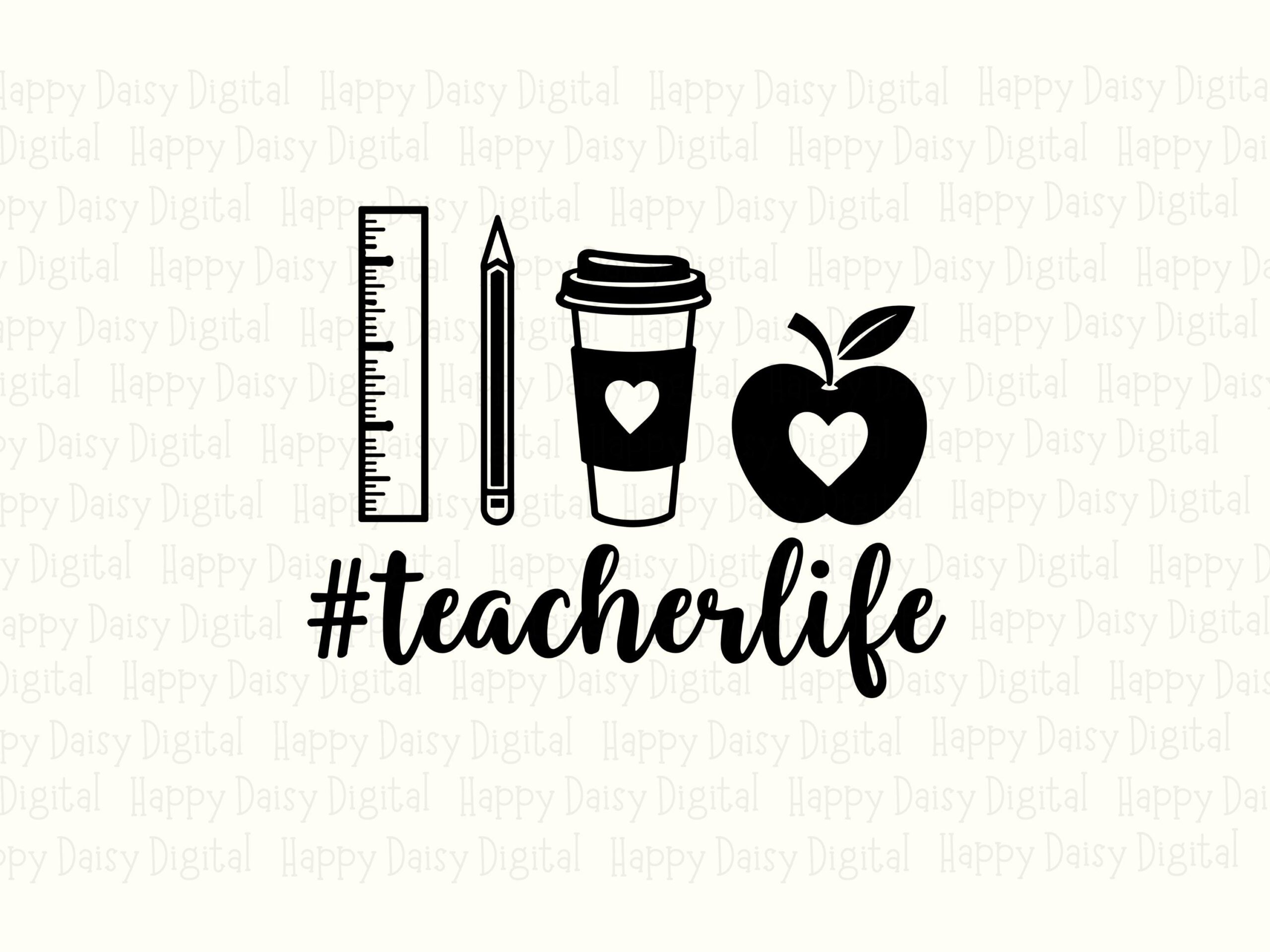 Teacher Life SVG PNG Teacher Life Design Coffee Icon Design Cricut Silhouette Canva Commercial Use POD - Image 2