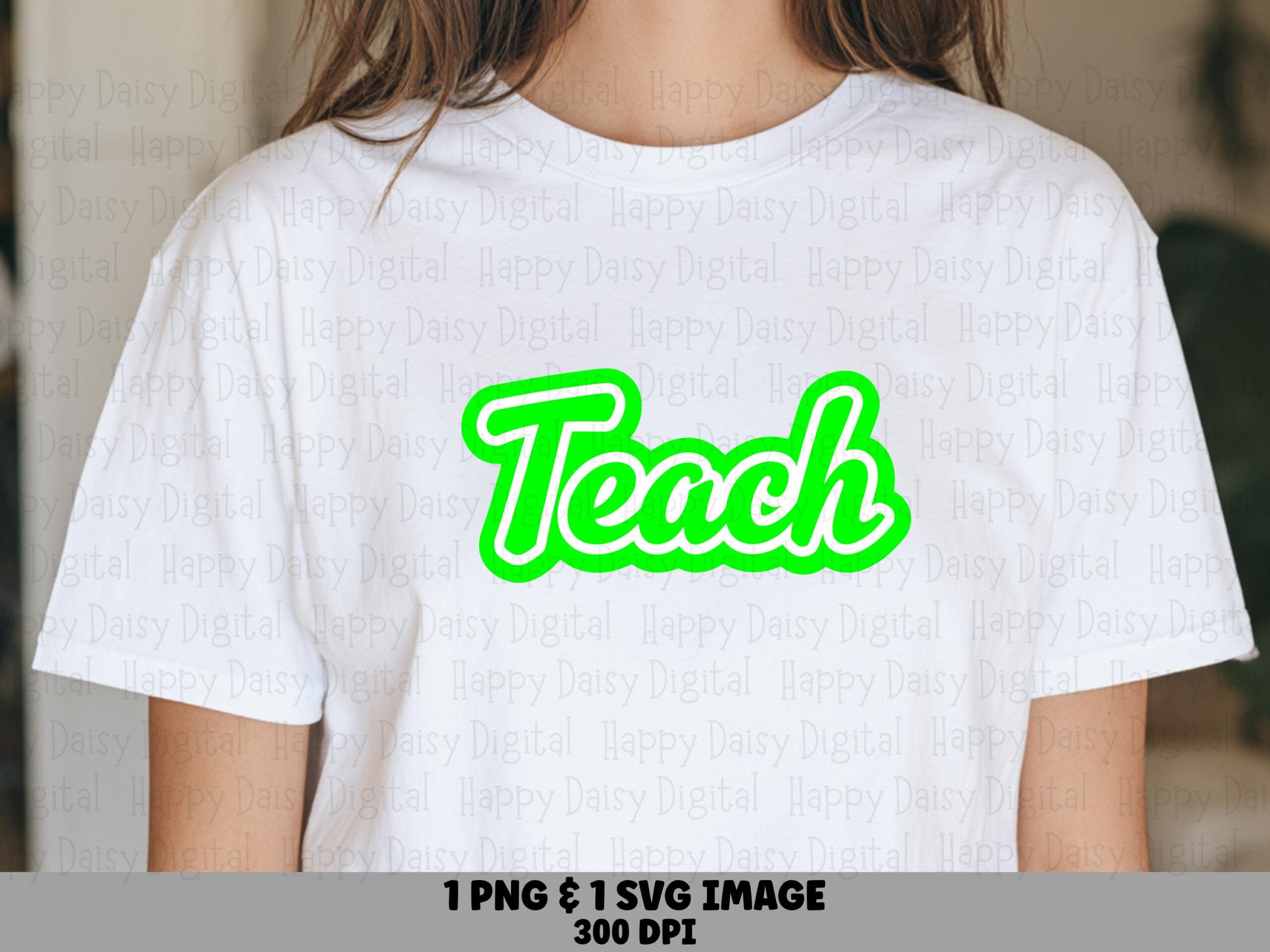 Teach SVG PNG Teach Neon Design Script Text Cricut Silhouette Canva Commercial Use POD