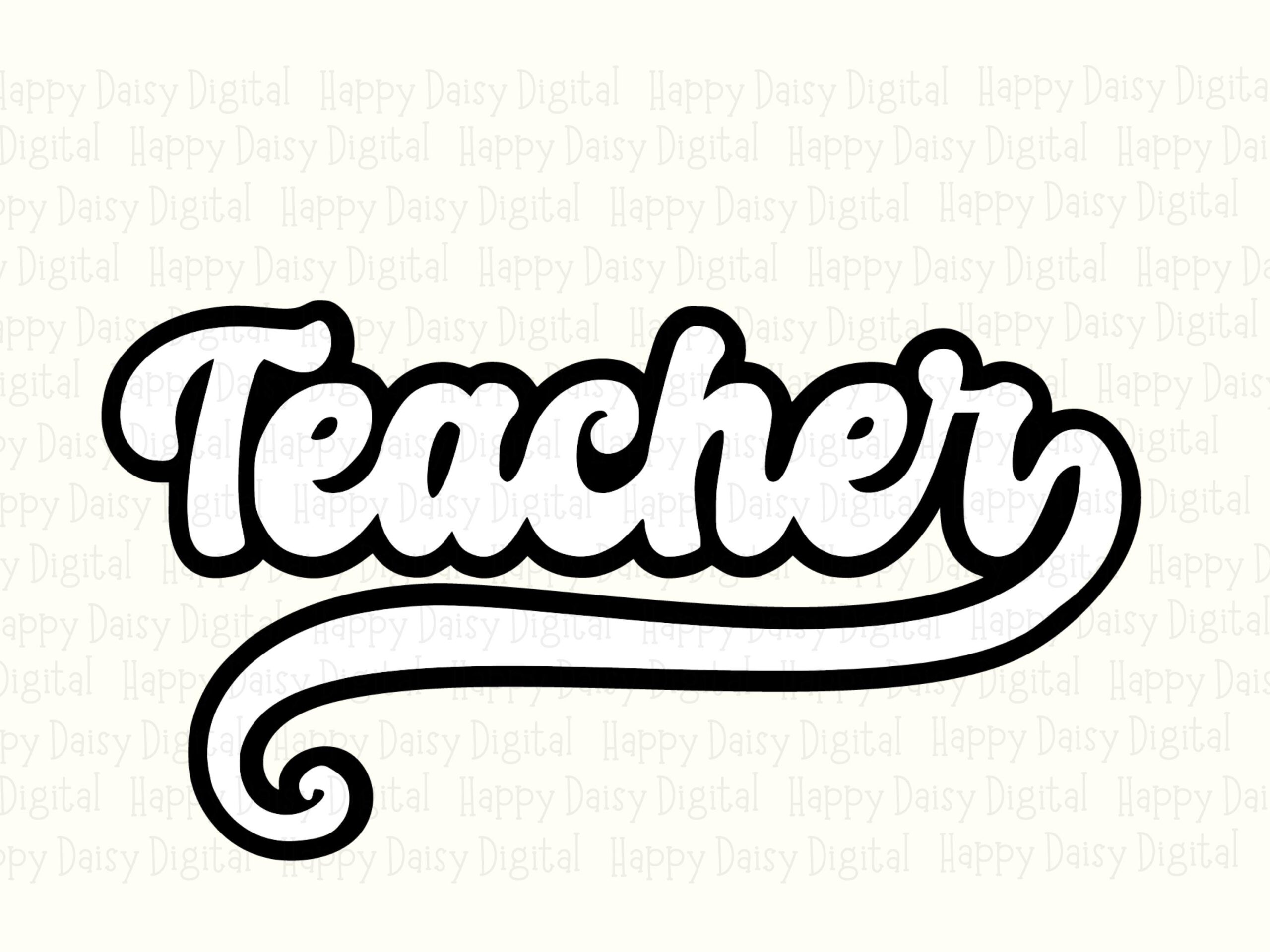 Teacher SVG PNG Teacher Script Swirl Flowing Script Text Cricut Silhouette Canva Commercial Use POD - Image 2