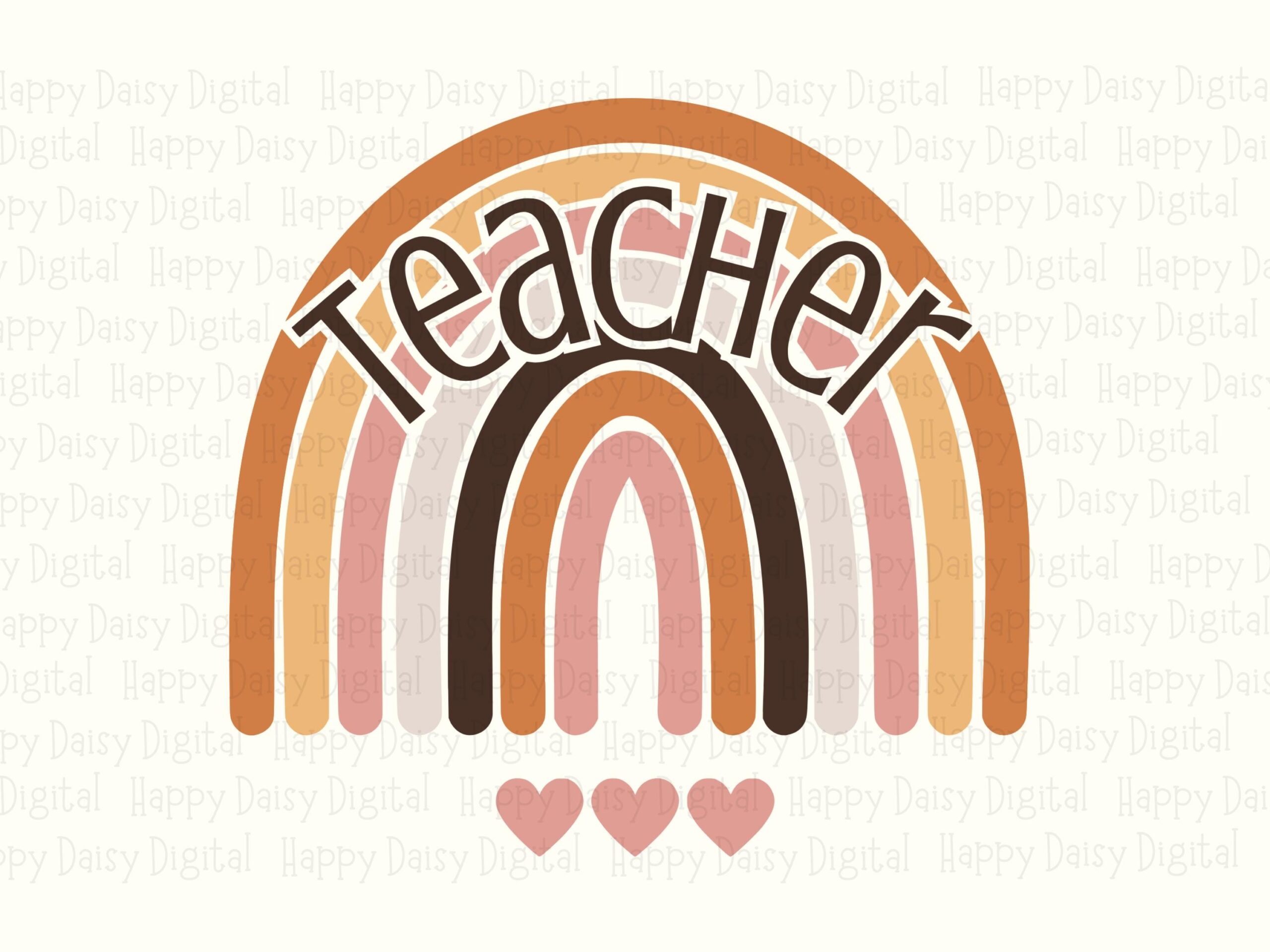 Teacher SVG PNG Teacher Rainbow Design Pastel Heart Accents Cricut Silhouette Canva Commercial Use POD - Image 2