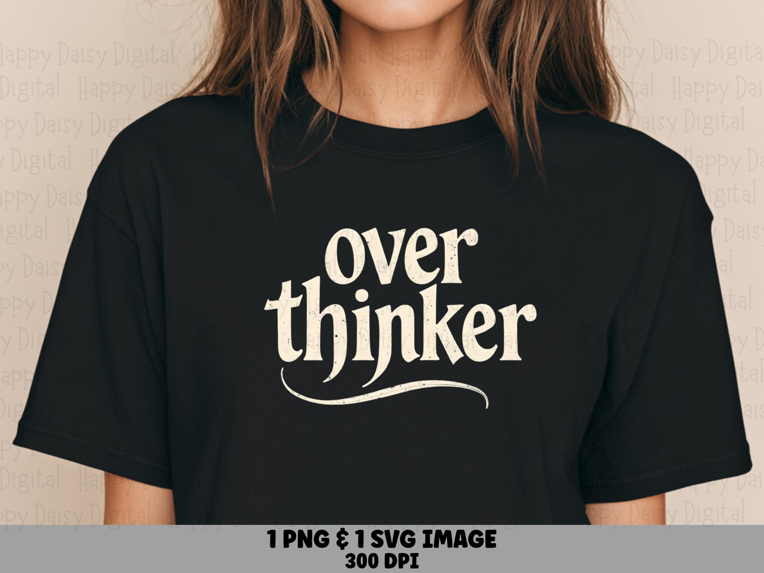 Overthinker SVG PNG Overthinker Script Script Text Design Cricut Silhouette Canva Commercial Use POD