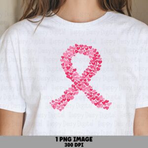 Pink Ribbon Heart Pattern PNG Ribbon Heart Design Pink Pattern Texture Commercial Use POD