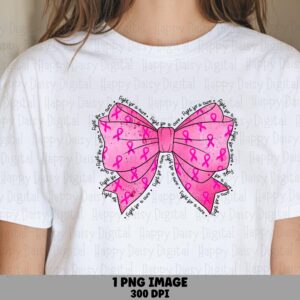 Breast Caner PNG Pink Bow With Ribbon PNG Pink Bow Design Ribbon Accent Commercial Use POD