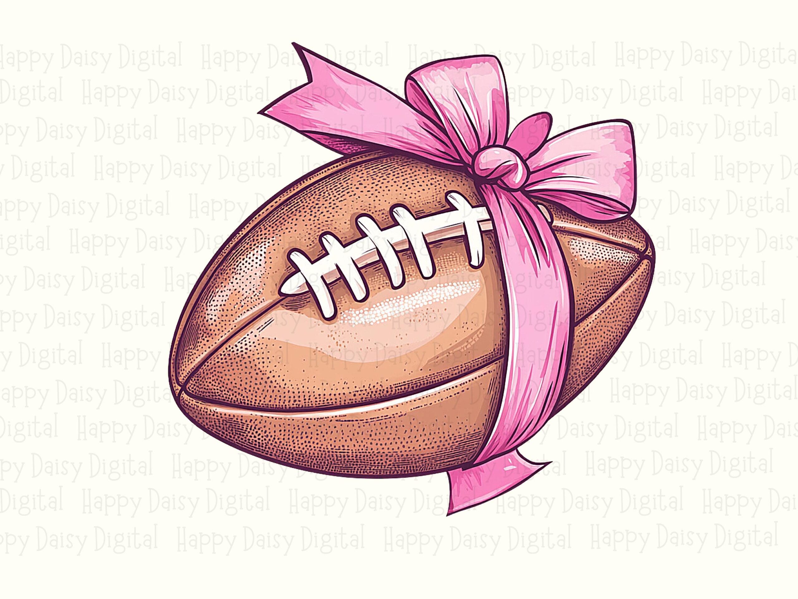 Football With Pink Bow PNG Football Ribbon Design Pink Bow Accent Commercial Use POD - Image 2