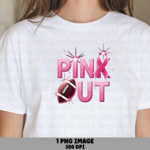 Pink Out PNG Pink Out Design Sparkly Football Commercial Use POD