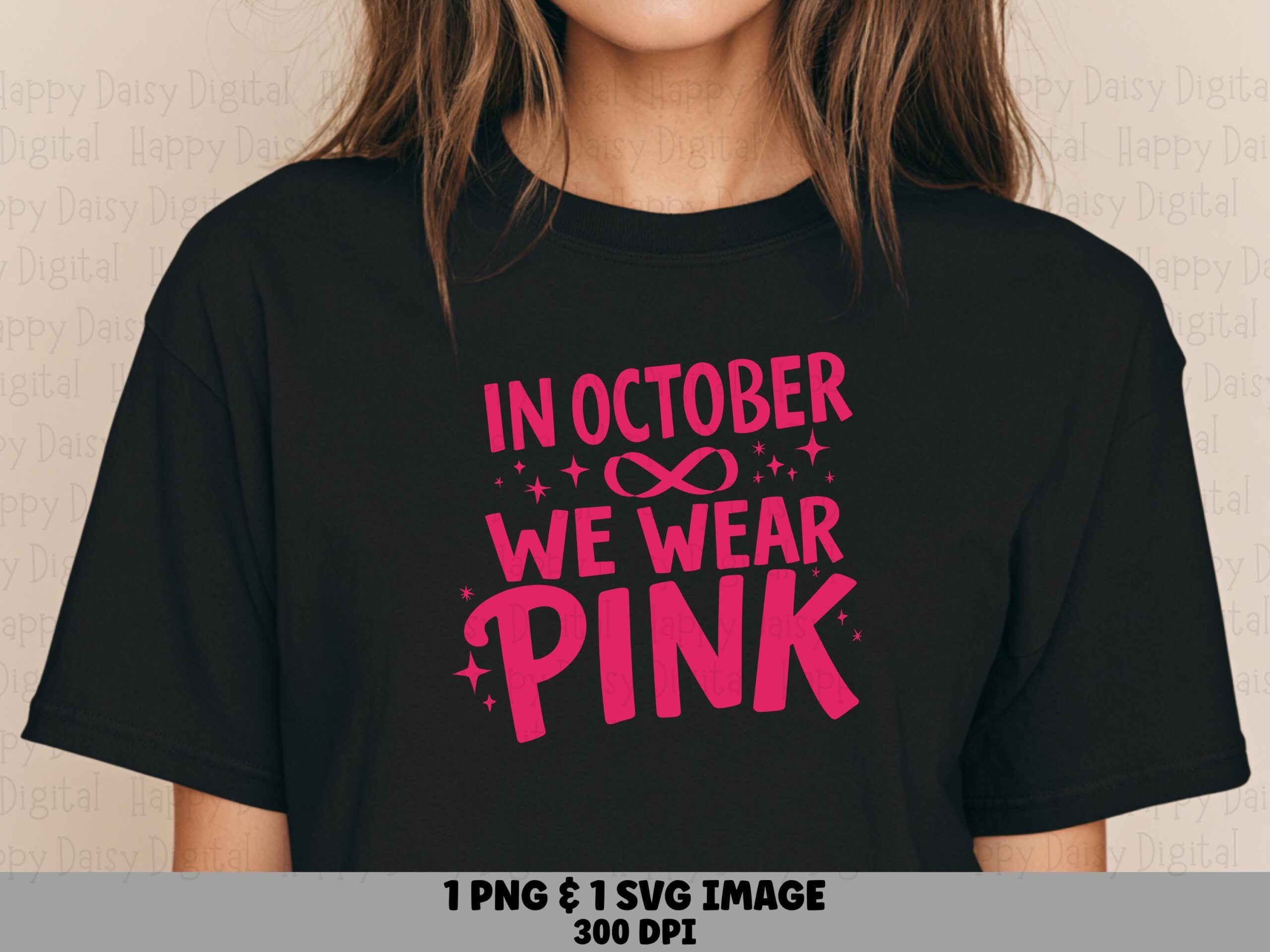 In October We Wear Pink SVG PNG October Wear Pink Ribbon Heart Accent Cricut Silhouette Canva Commercial Use POD