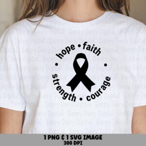Hope Faith Strength Courage SVG PNG Hope Faith Strength Courage Circle Badge Design Cricut Silhouette Canva Commercial Use POD