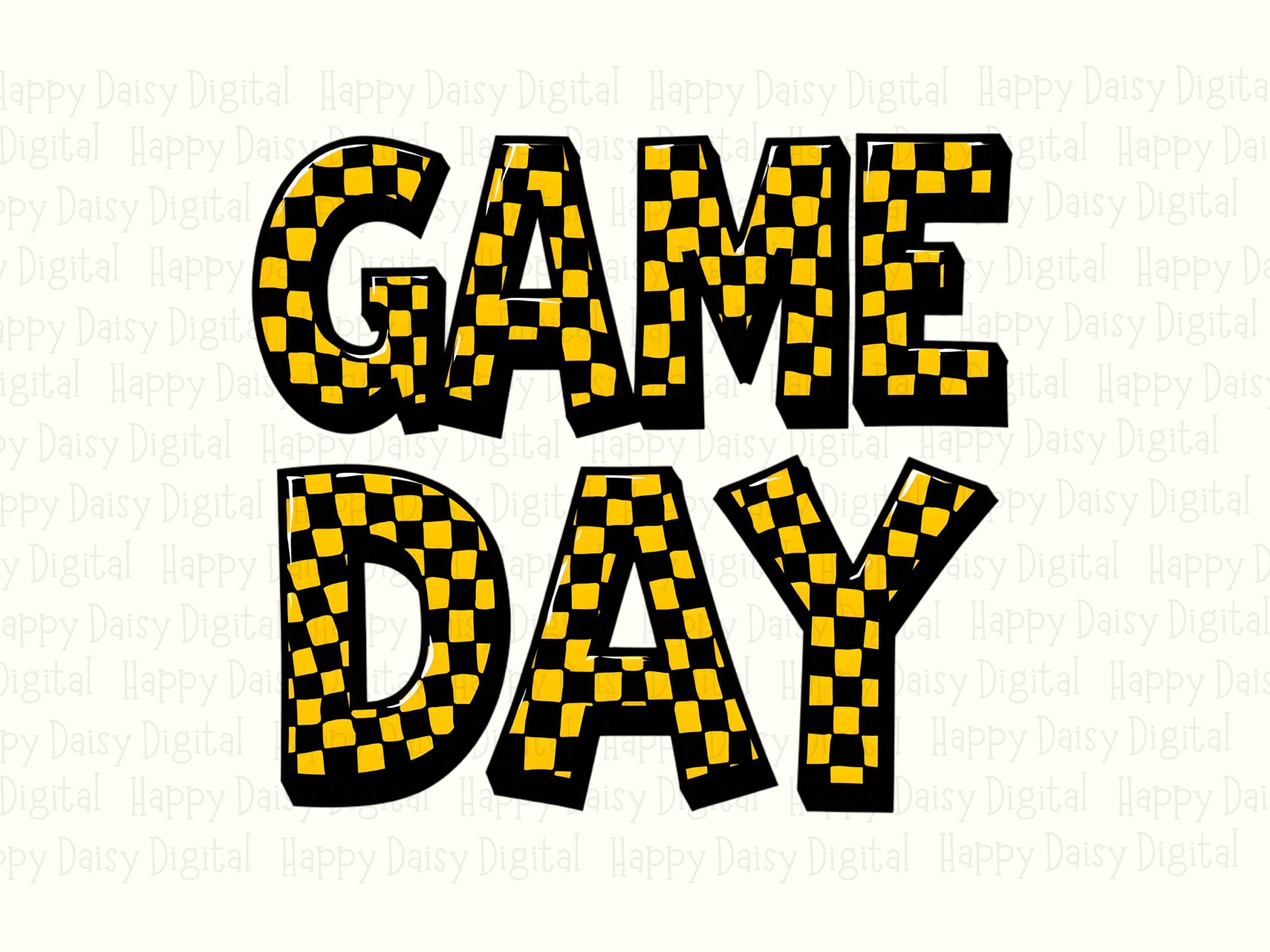 Game Day PNG Game Day Checkered Design Block Text Design Commercial Use POD - Image 2