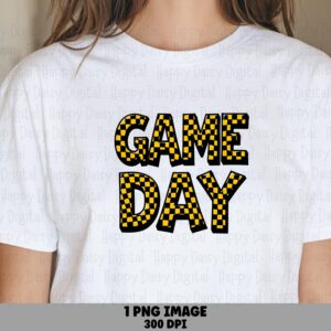 Game Day PNG Game Day Checkered Design Block Text Design Commercial Use POD