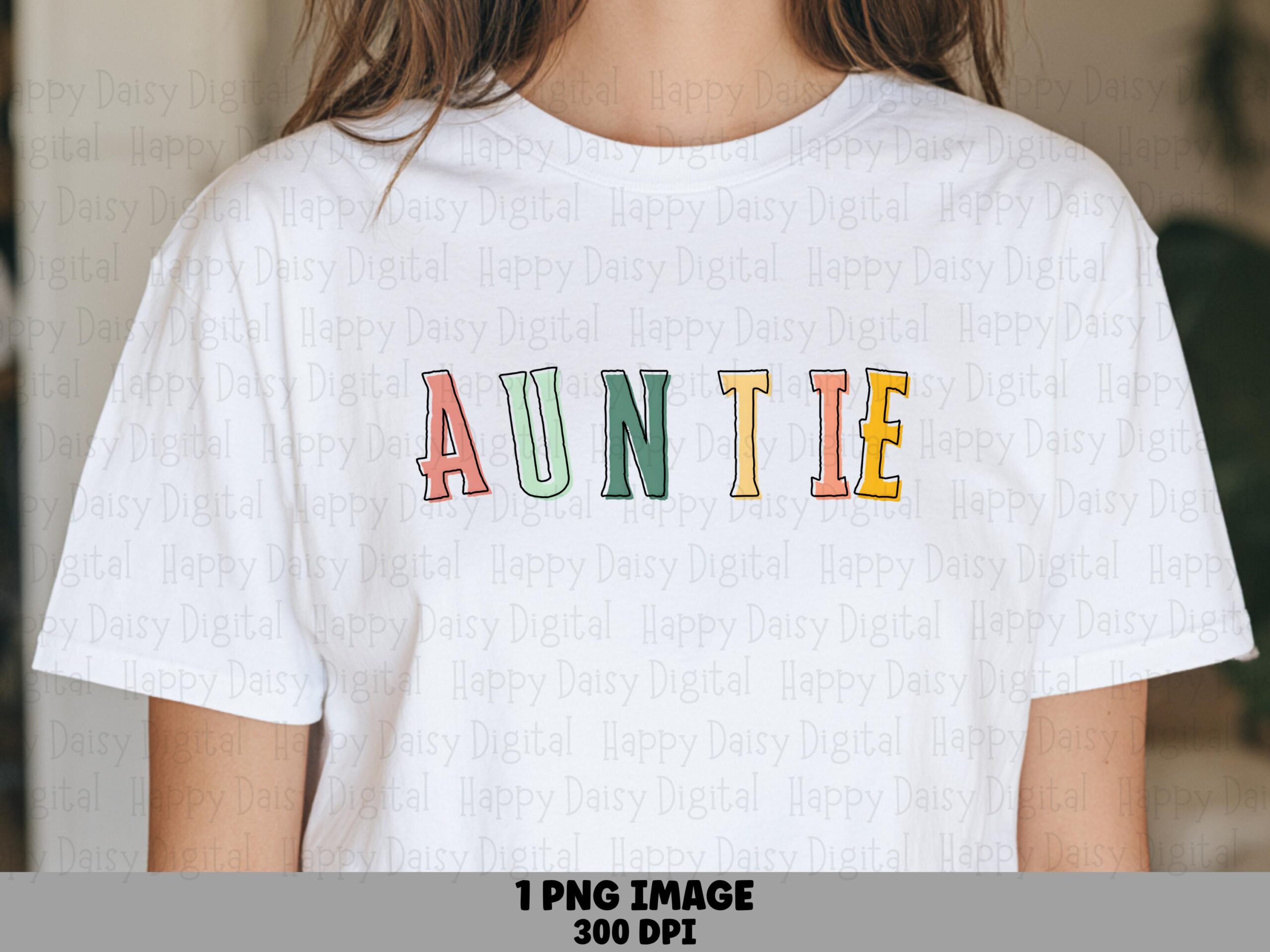 Auntie PNG Auntie Rainbow Text Colorful Letters Commercial Use POD