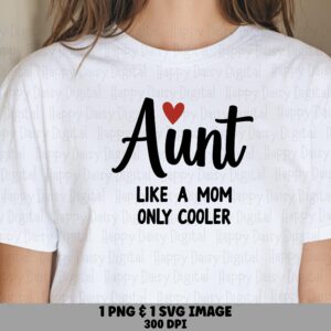 Aunt Like A Mom Only Cooler SVG PNG Aunt Like A Mom Heart Accent Cricut Silhouette Canva Commercial Use POD