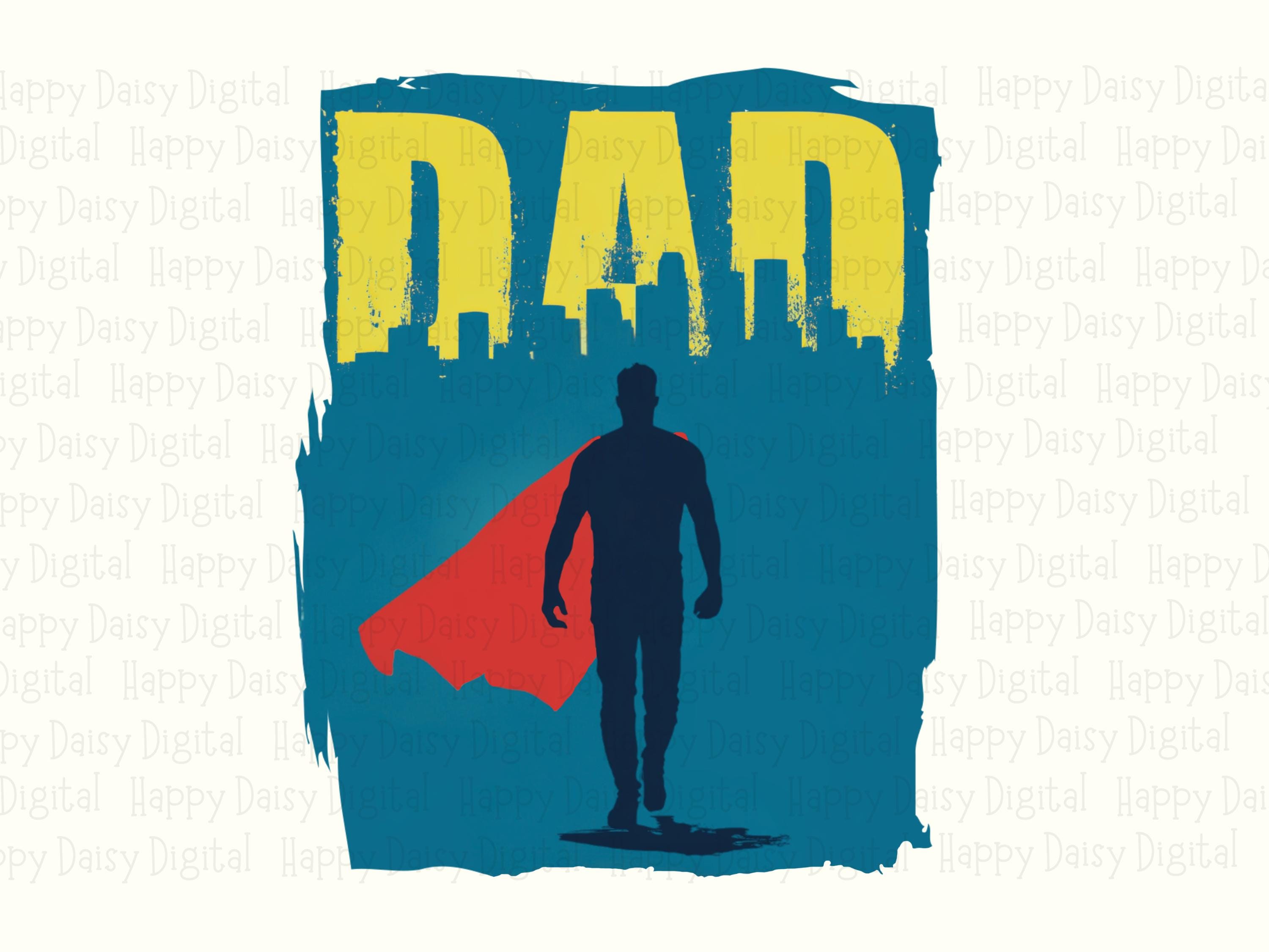 Dad PNG Superhero Dad Design City Skyline Commercial Use POD - Image 2