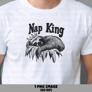 Nap King PNG Nap King Design Sloth Illustration Commercial Use POD