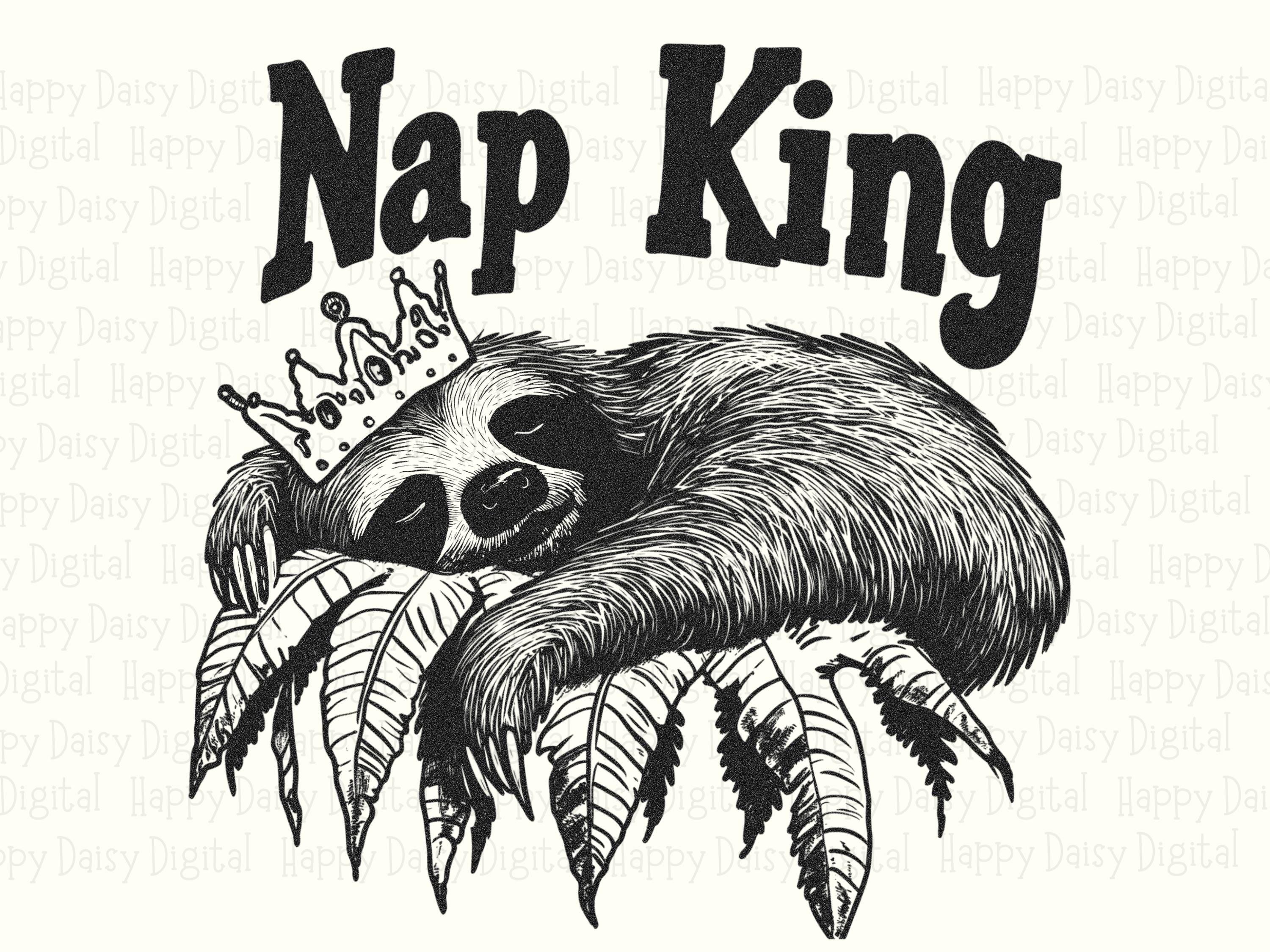 Nap King PNG Nap King Design Sloth Illustration Commercial Use POD - Image 2