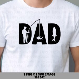 Dad SVG PNG Fishing Dad Design Integrated Icon Text Cricut Silhouette Canva Commercial Use POD