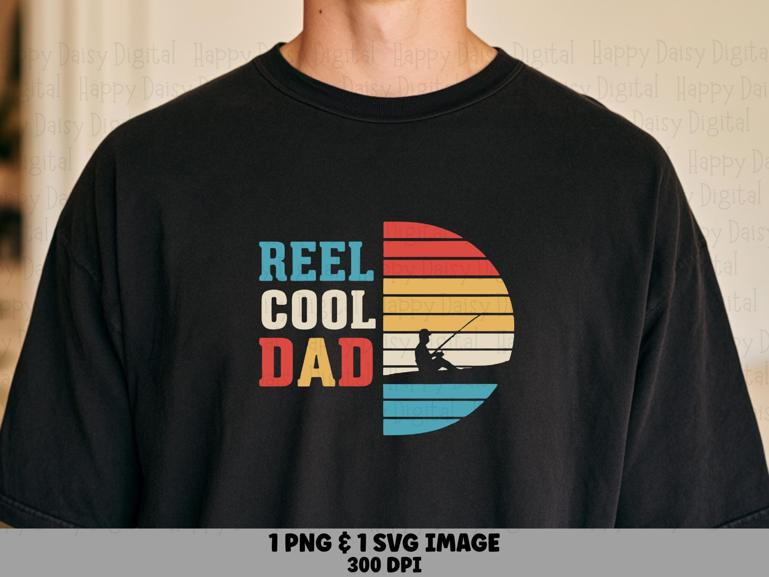Reel Cool Dad SVG PNG Reel Cool Dad Retro Sunset Text Cricut Silhouette Canva Commercial Use POD