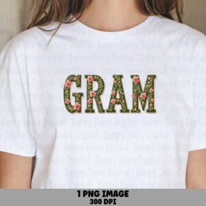 Gram PNG Gram Floral Design Bold Text Commercial Use POD