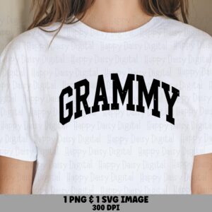 Grammy SVG PNG Grammy Arch Text Varsity Design Cricut Silhouette Canva Commercial Use POD