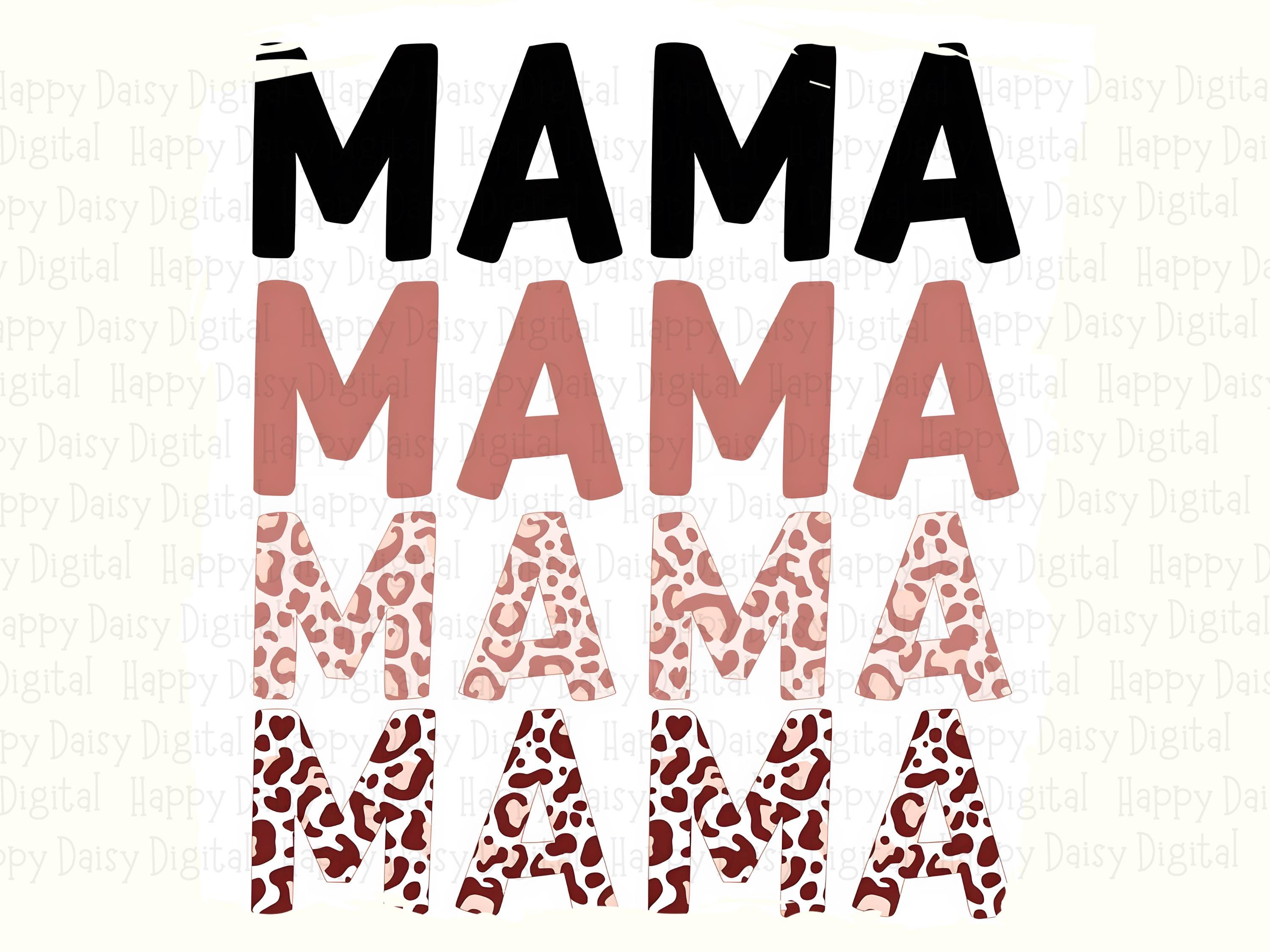 Mama PNG Mama Leopard Design Repeated Text Pattern Commercial Use POD - Image 2