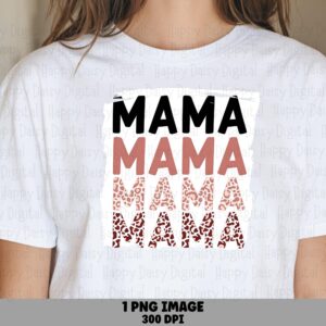 Mama PNG Mama Leopard Design Repeated Text Pattern Commercial Use POD