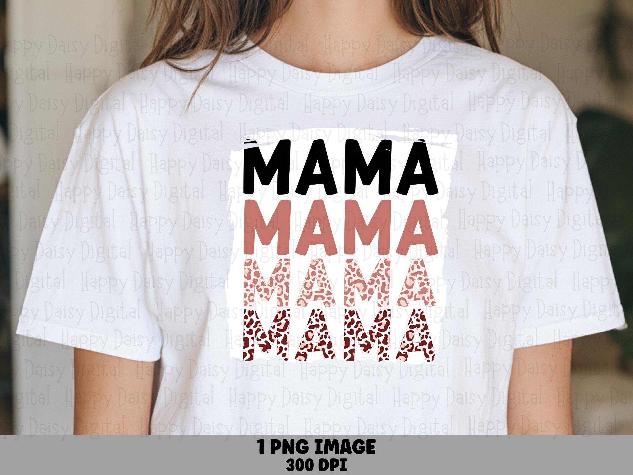 Mama PNG Mama Leopard Design Repeated Text Pattern Commercial Use POD