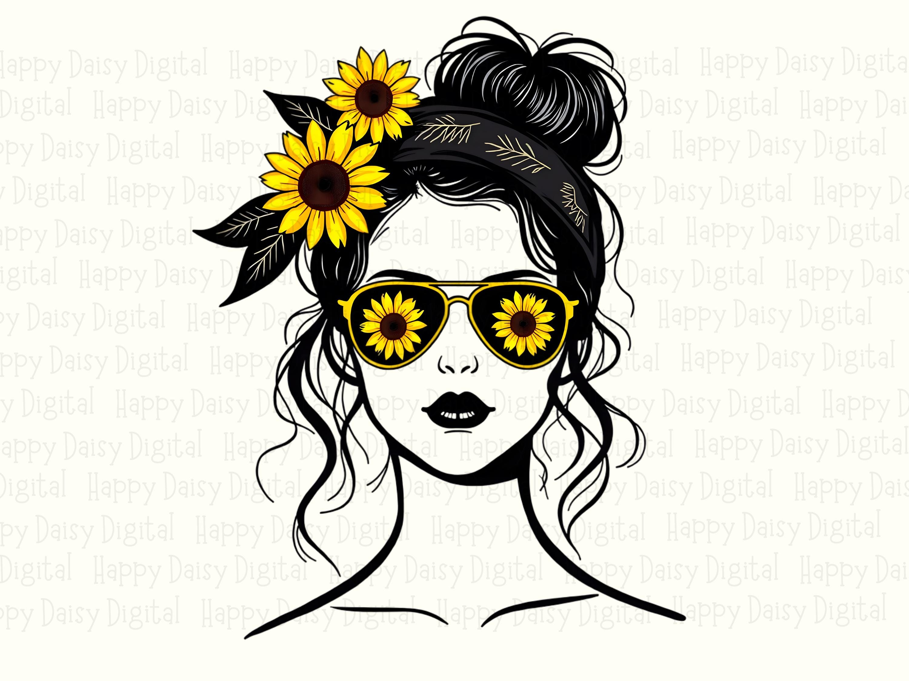 Sunflower Mom Silhouette PNG Sunflower Silhouette Design Mom Portrait Commercial Use POD - Image 2