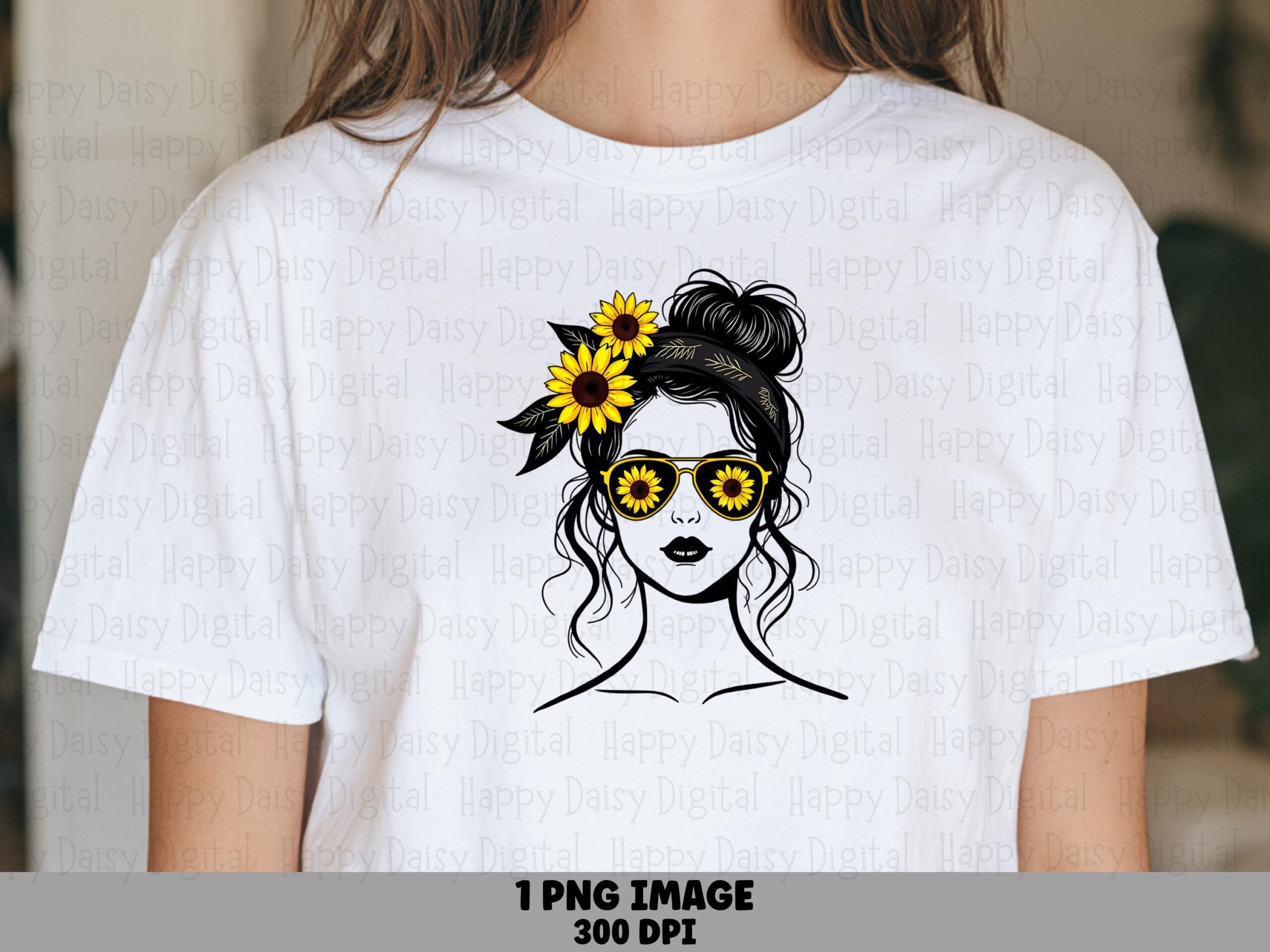 Sunflower Mom Silhouette PNG Sunflower Silhouette Design Mom Portrait Commercial Use POD