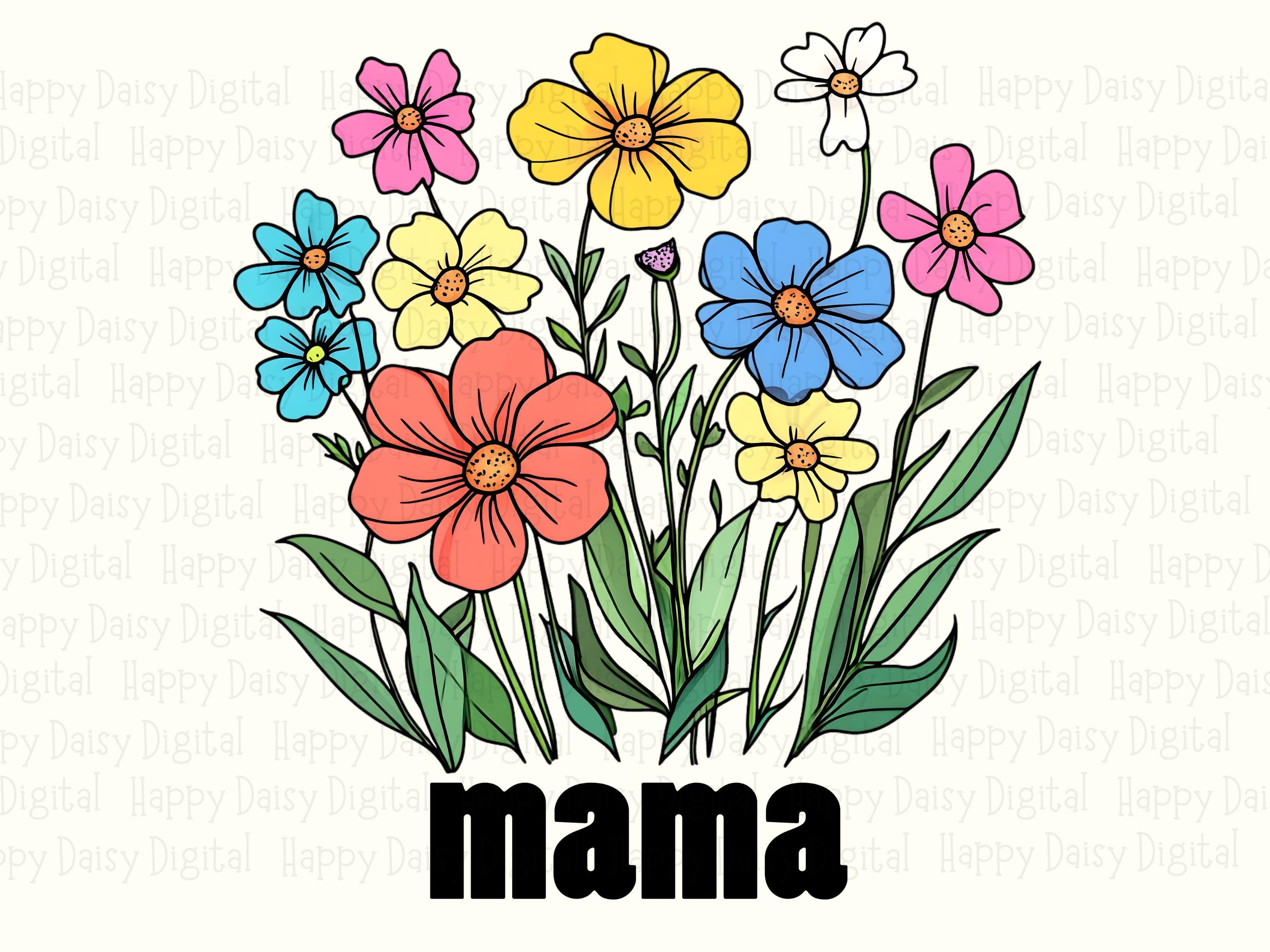 Mama PNG Mama Floral Bouquet Wildflower Design Commercial Use POD - Image 2