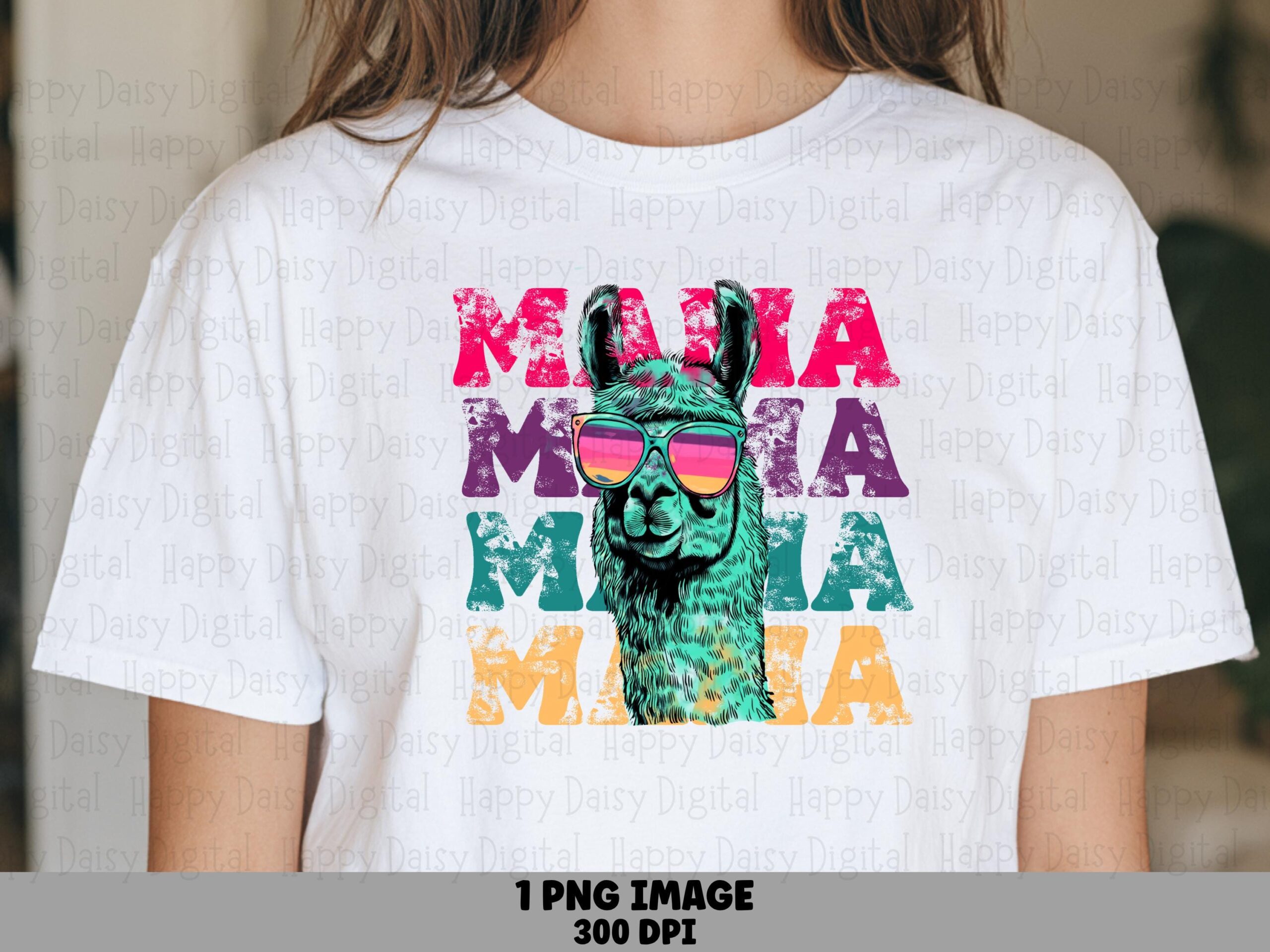 Mama PNG Mama Repeated Design Colorful Llama Graphic Commercial Use POD