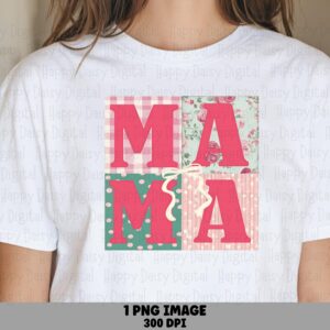 Mama PNG Mama Patchwork Design Floral Fabric Texture Commercial Use POD
