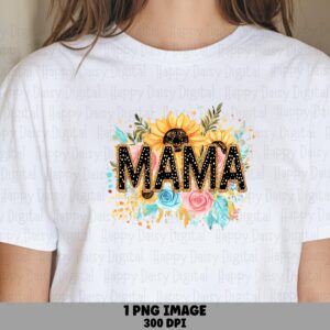 Mama PNG Mama Sunflower Design Wildflower Illustration Commercial Use POD