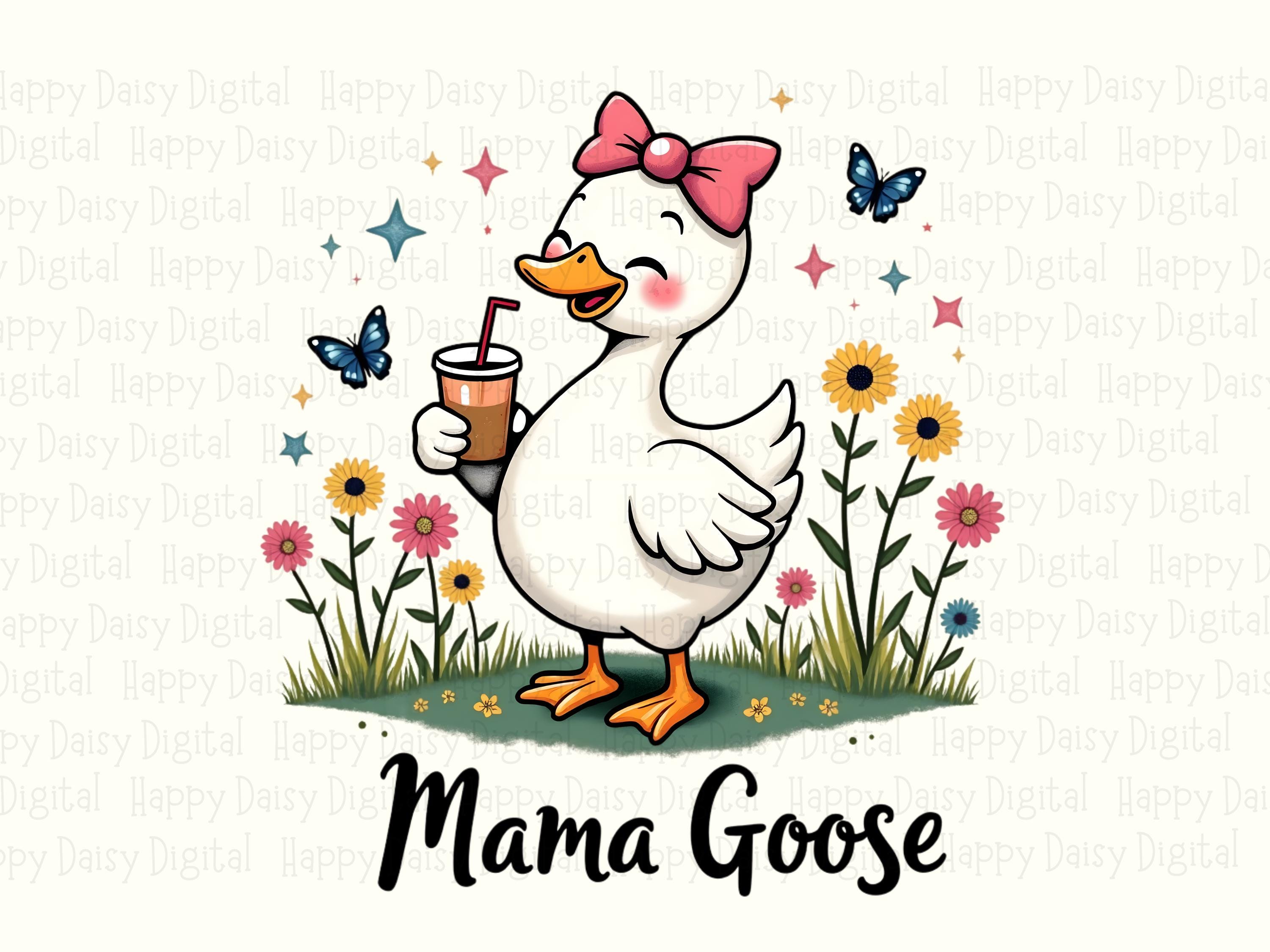 Mama Goose SVG PNG Mama Goose Design Goose Illustration Cricut Silhouette Canva Commercial Use POD - Image 2