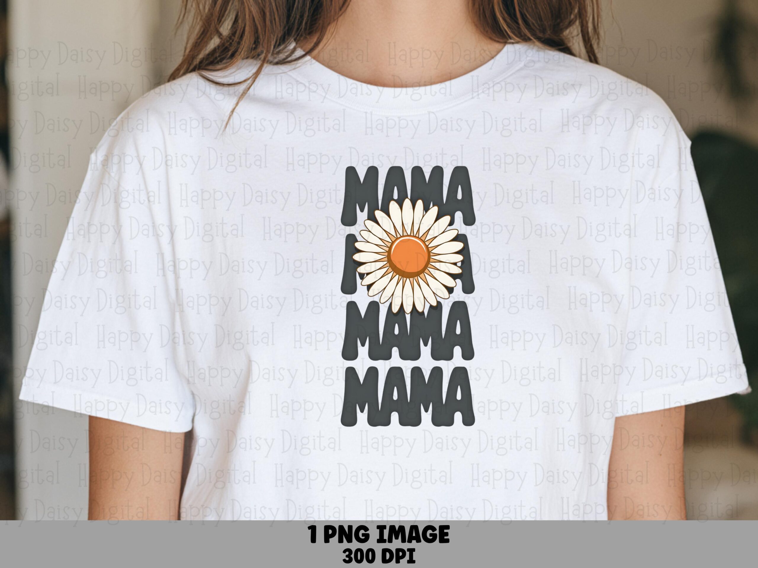 Mama SVG PNG Mama Daisy Design Repeated Text Pattern Cricut Silhouette Canva Commercial Use POD