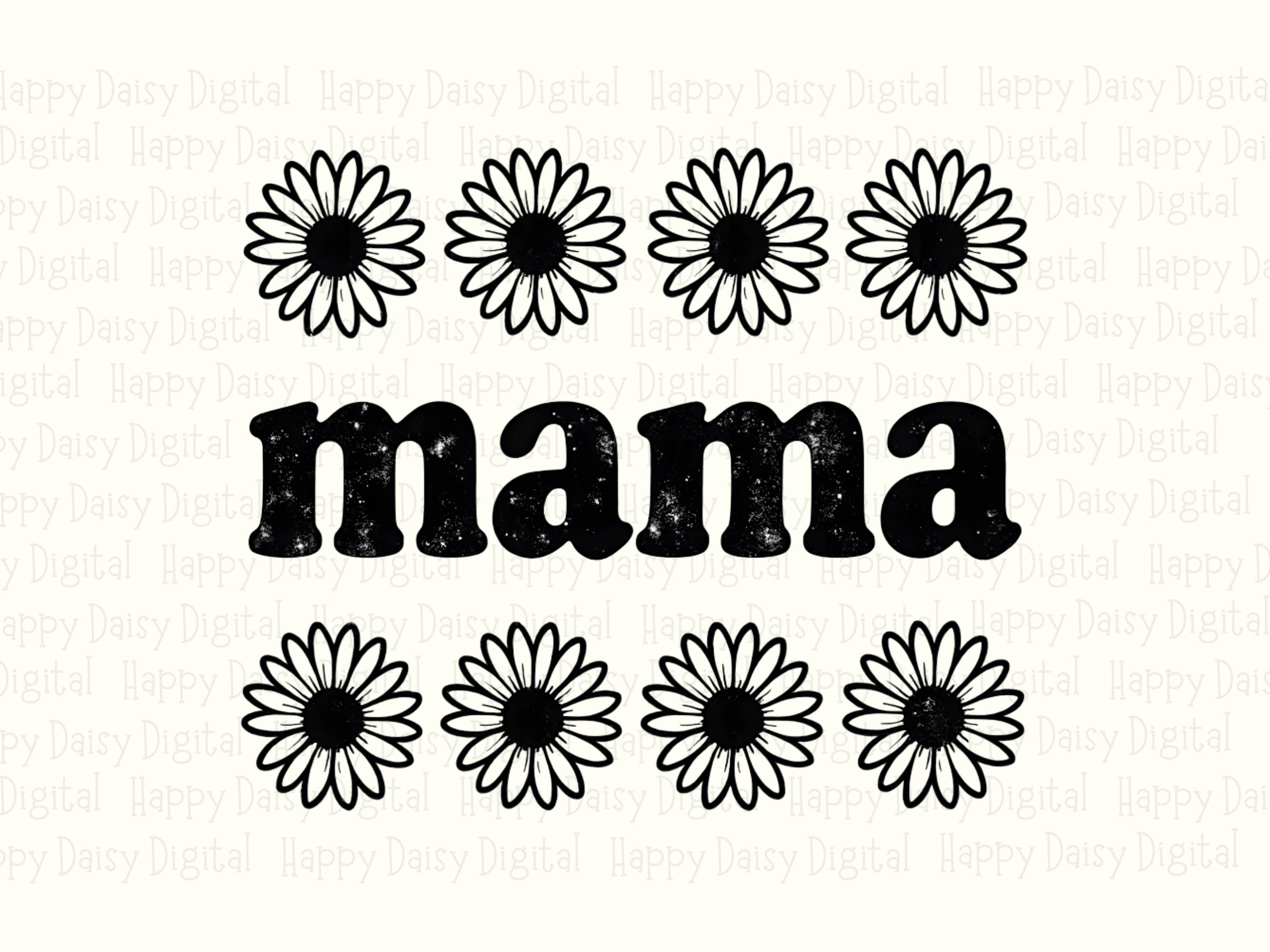 Mama SVG PNG Mama Daisy Circle Design Black And White Design Cricut Silhouette Canva Commercial Use POD - Image 2