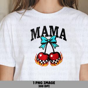 Mama SVG PNG Mama Cherries Design Bow Accent Cricut Silhouette Canva Commercial Use POD