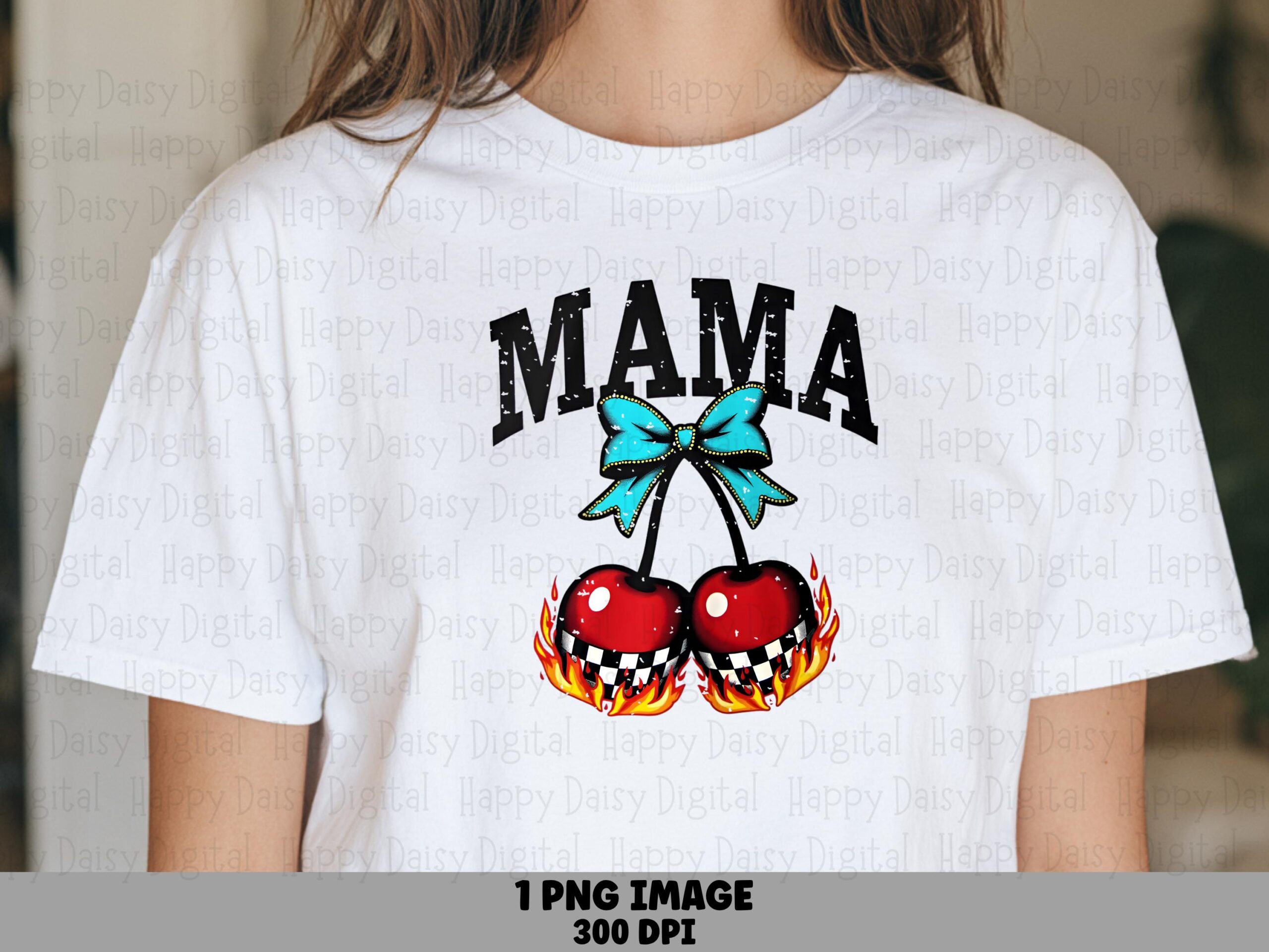 Mama SVG PNG Mama Cherries Design Bow Accent Cricut Silhouette Canva Commercial Use POD