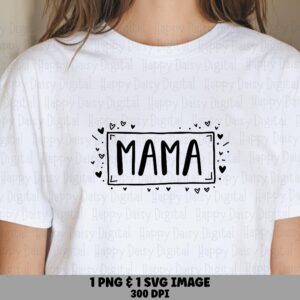 Mama SVG PNG Mama Box Design Dotted Border Accent Cricut Silhouette Canva Commercial Use POD