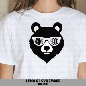 Mama Bear SVG PNG Mama Bear Design Bear Illustration Cricut Silhouette Canva Commercial Use POD
