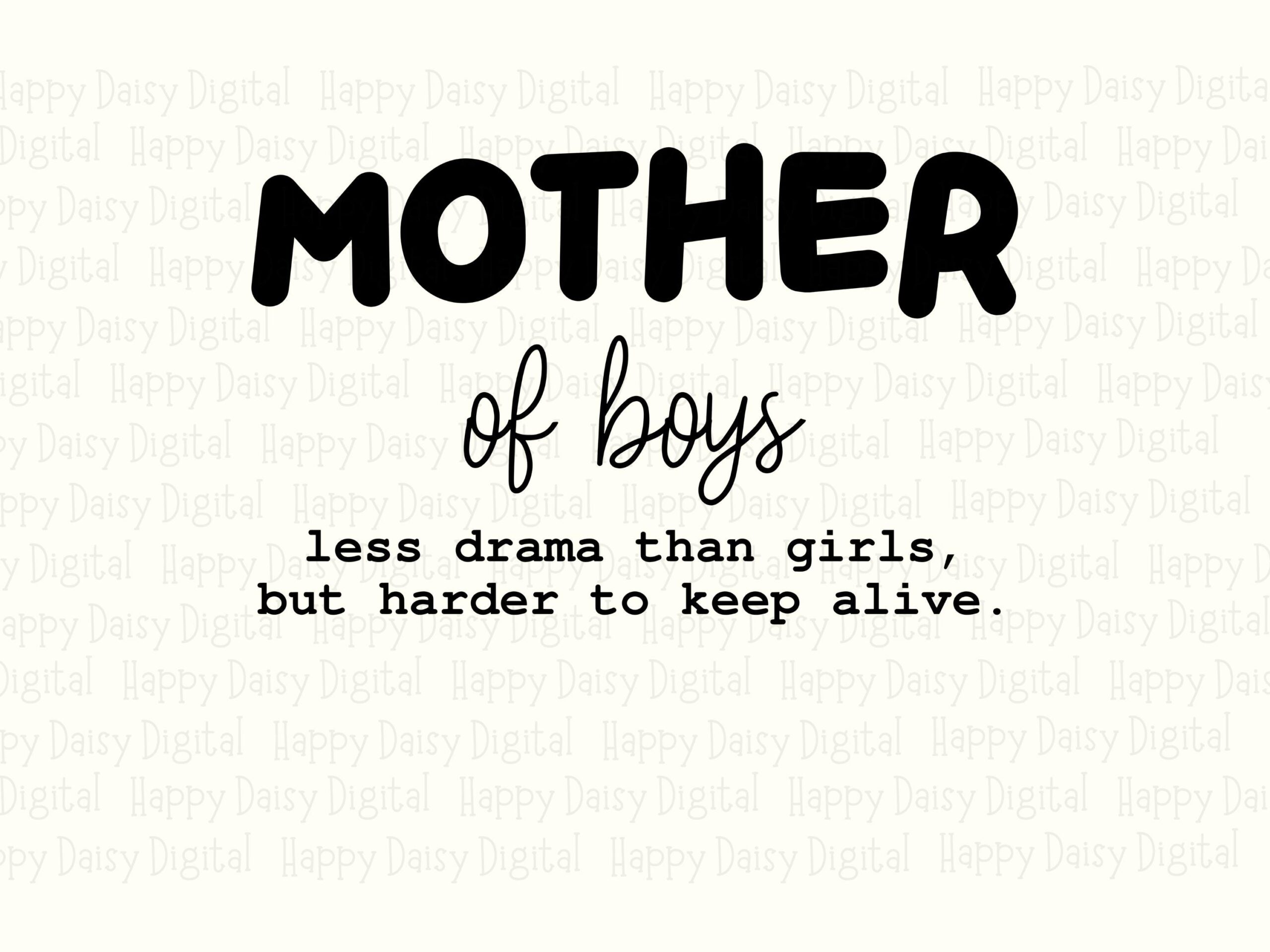 Mother Of Boys SVG PNG Mother Of Boys Quote Bold Stacked Text Cricut Silhouette Canva Commercial Use POD - Image 2