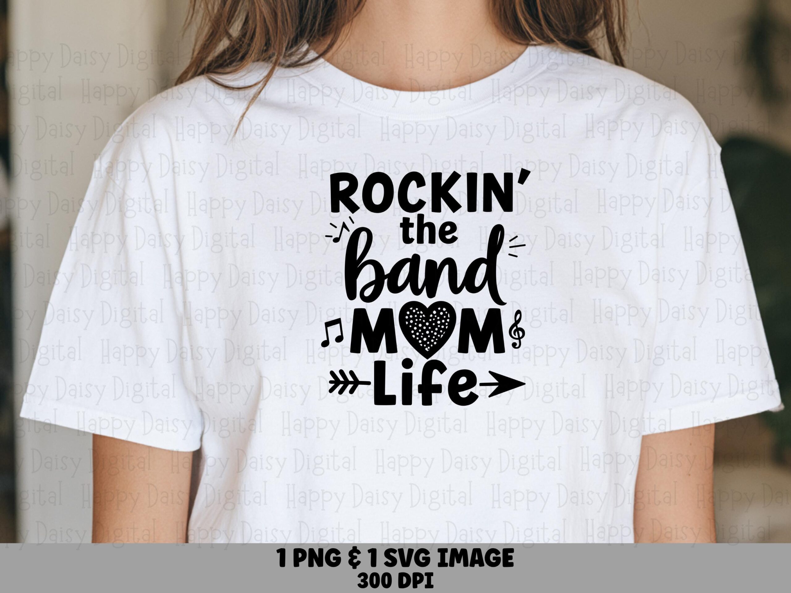 Rockin' The Band Mom Life SVG PNG Band Mom Life Design Bold Stacked Text Cricut Silhouette Canva Commercial Use POD
