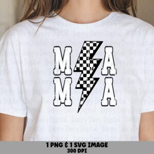 Mama SVG PNG Mama Lightning Design Lightning Bolt Accent Cricut Silhouette Canva Commercial Use POD