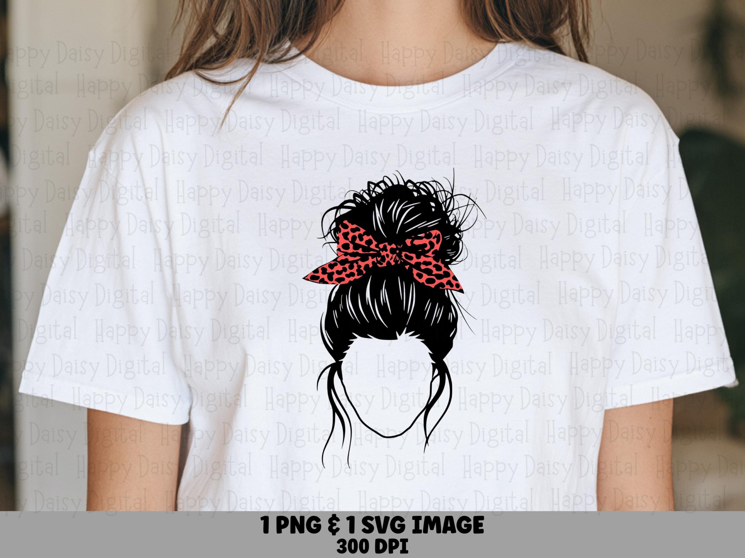 Mama SVG PNG Mama Messy Bun Red Bandana Illustration Cricut Silhouette Canva Commercial Use POD