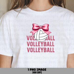 Volleyball PNG Volleyball Bow Design Repeated Text Pattern Commercial Use POD
