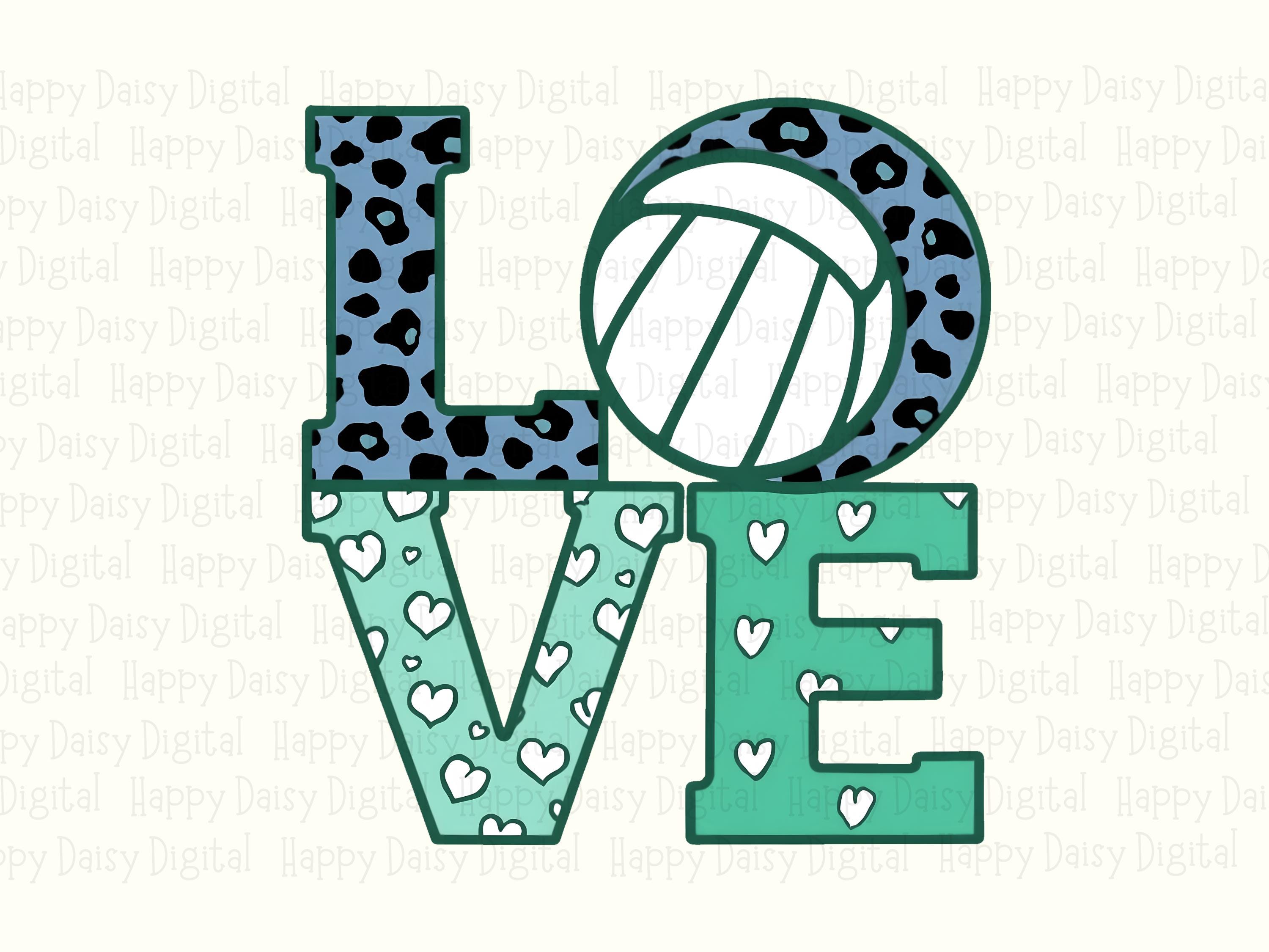 Love PNG Love Volleyball Design Stacked Text Design Commercial Use POD - Image 2