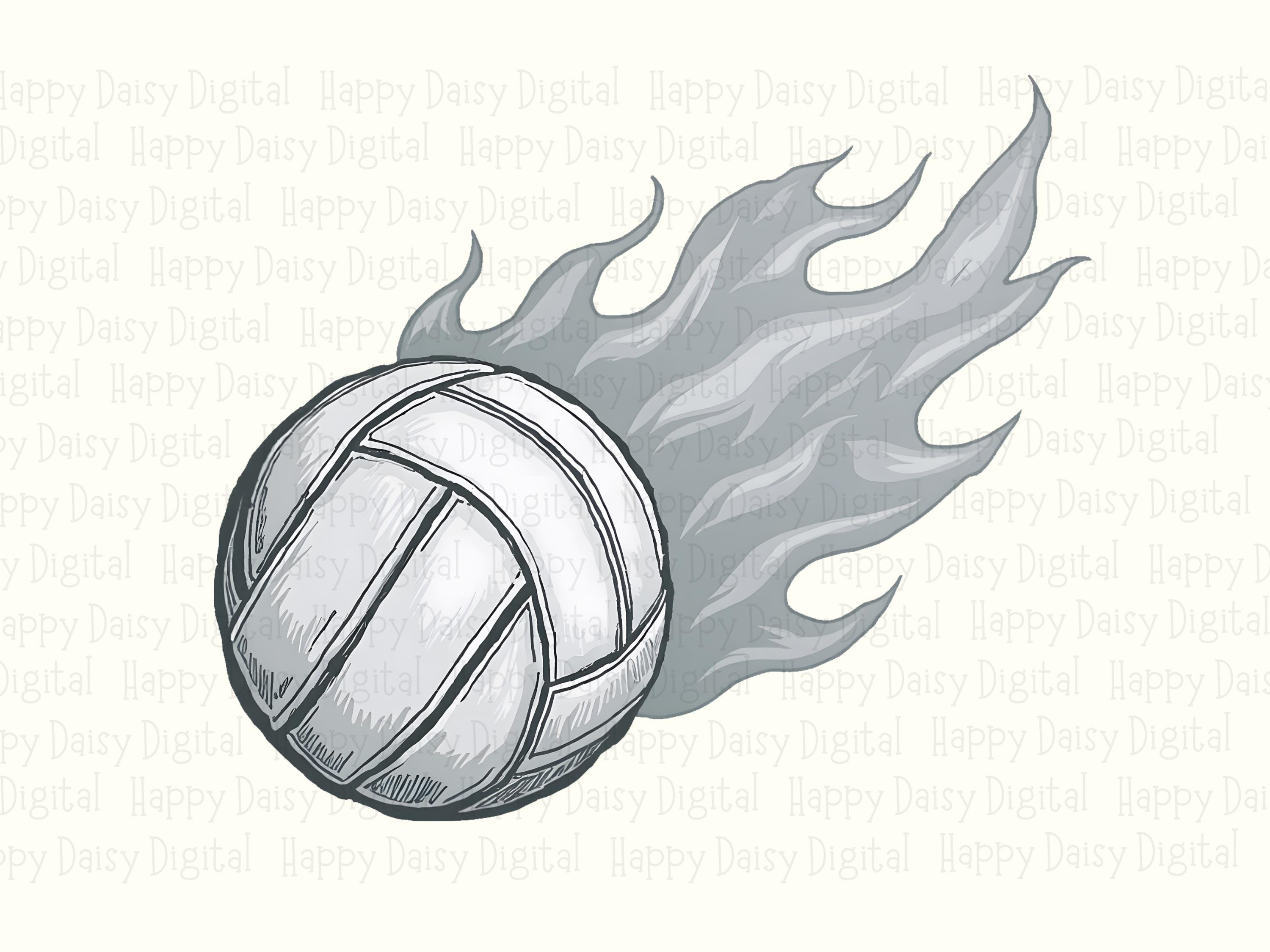 Volleyball PNG Volleyball Flame Design Flame Effect Illustration Commercial Use POD - Image 2