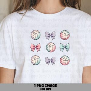 Volleyball Bows PNG Volleyball Bow Pattern Pastel Pattern Design Commercial Use POD
