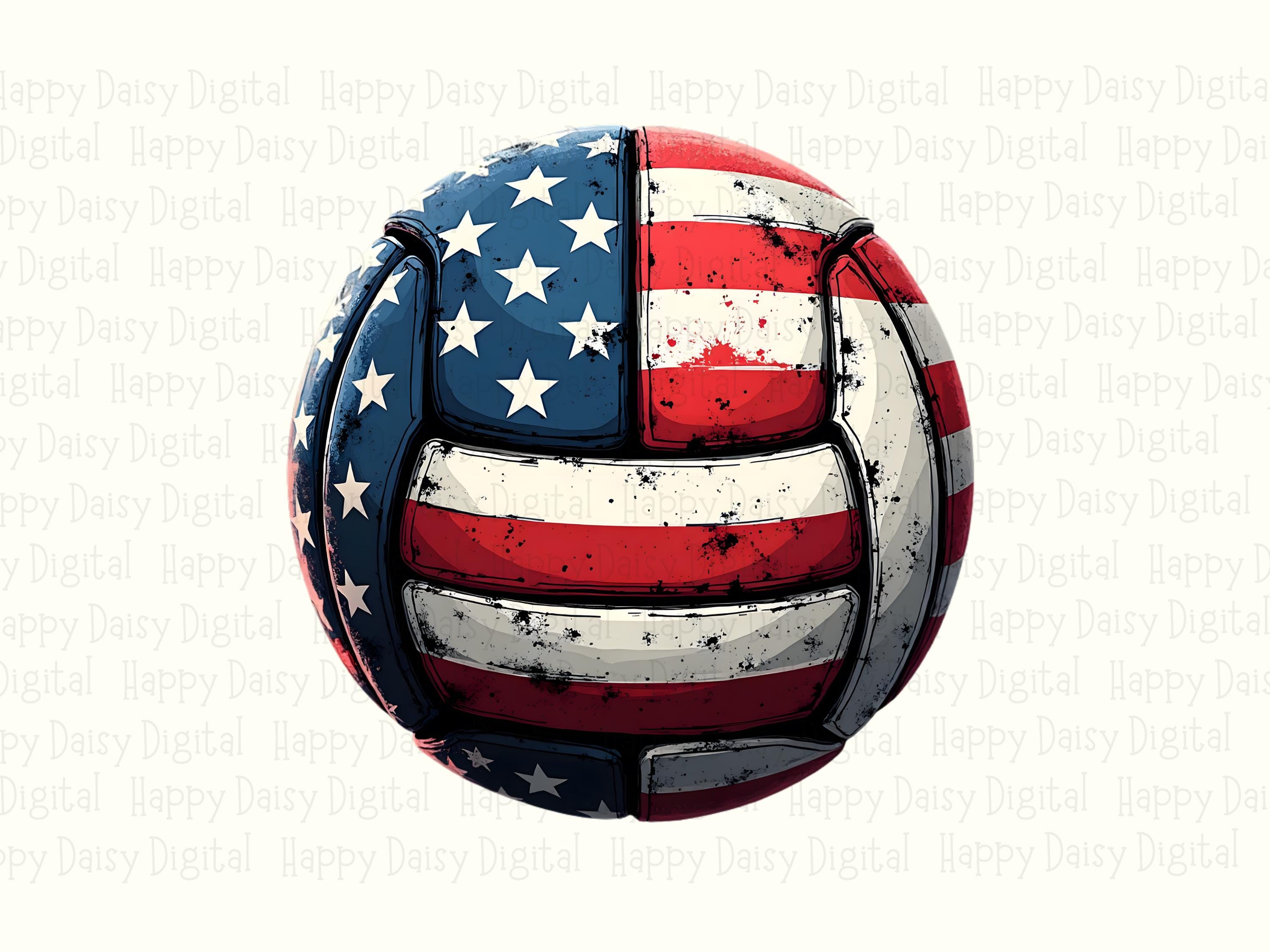 Volleyball PNG American Flag Volleyball Patriotic Design Commercial Use POD - Image 2