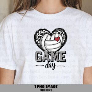Game Day PNG Game Day Heart Design Patterned Volleyball Icon Commercial Use POD