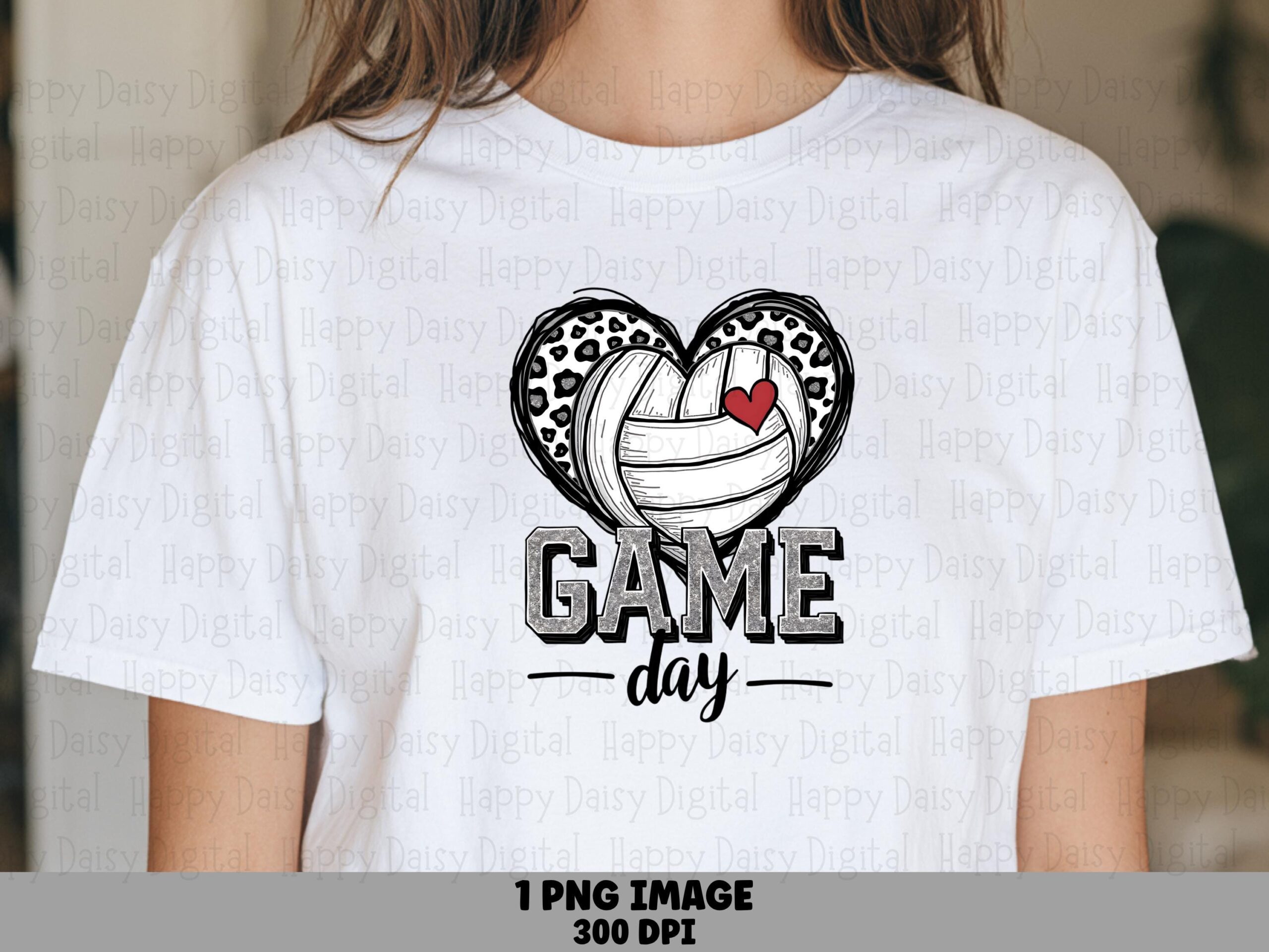 Game Day PNG Game Day Heart Design Patterned Volleyball Icon Commercial Use POD